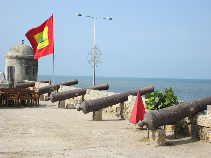Cannons in the city of Cartagena, a pretty tourist city on the Colombian Caribean near to these mountians.