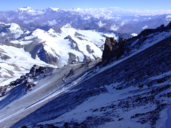 Approaching the summit of Aconcagua in snowy conditions, 2003 