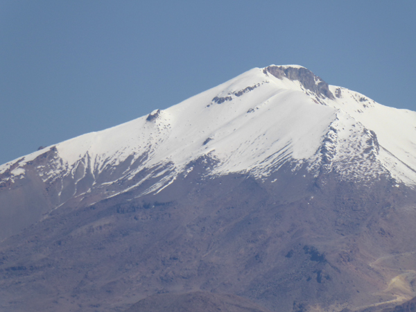 Acotango as seen from the village of Sajama in Bolivia. 