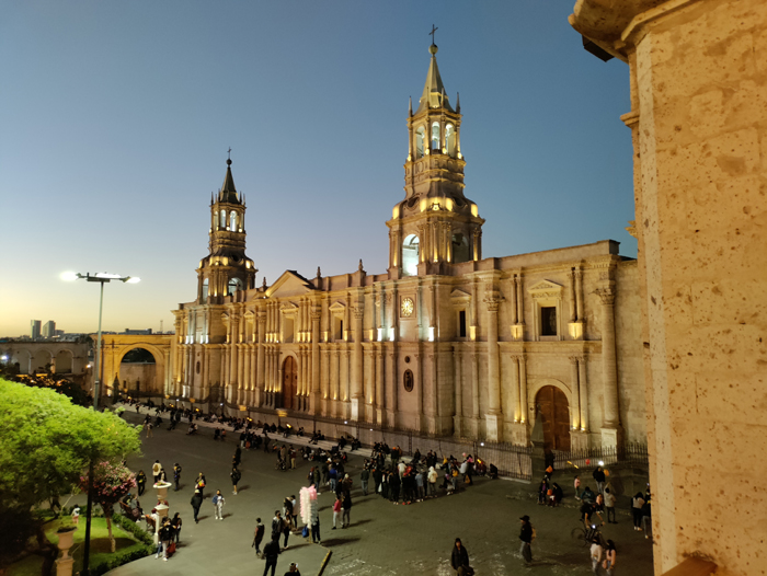 The Plaza de Armas in Arequipa, Peru. 