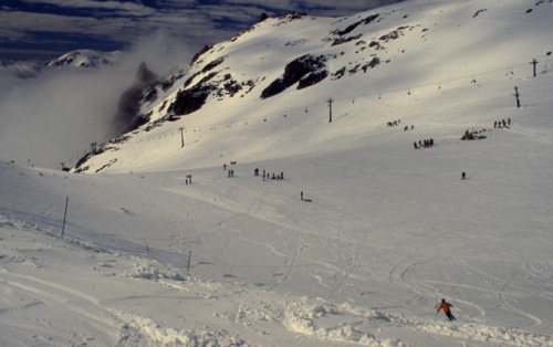 Skiing at Catedral ski resort above Bariloche