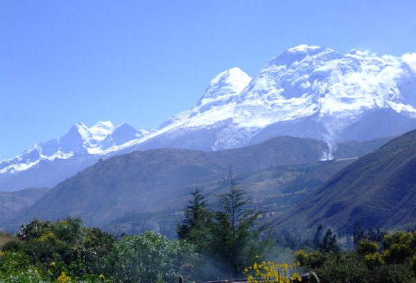 Huascaran and Huandoy seen from near Huaraz, Cordillera Blanca.