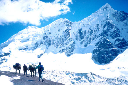 Trekking across the Campa pass, Cordillera Vilcanota, Peru