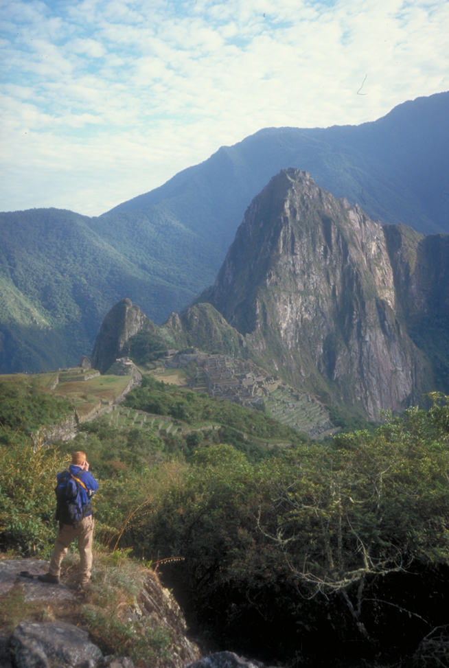 The classic view of Machu Picchu from near the gate of the sun, Intipuncu