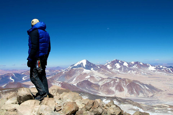 Looking out over Chile from the summit of Ojos del Salado, December 2011 "Andes" expedition to the Puna de Atacama.