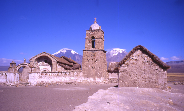 Parinacota and Pomerape from the village of Sajama