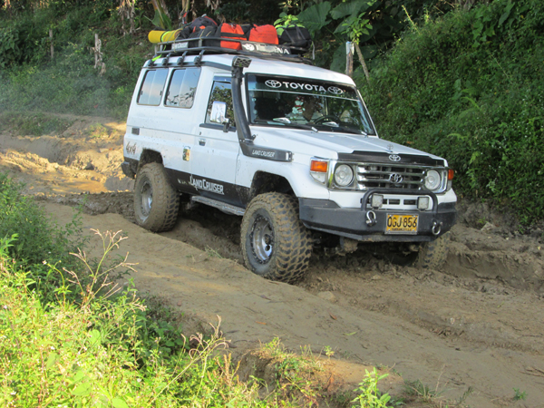 Approaching the mountains by Landcruiser.