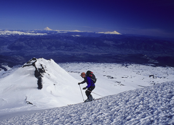 Skiing on Volcan Llaima, Chilean Andes
