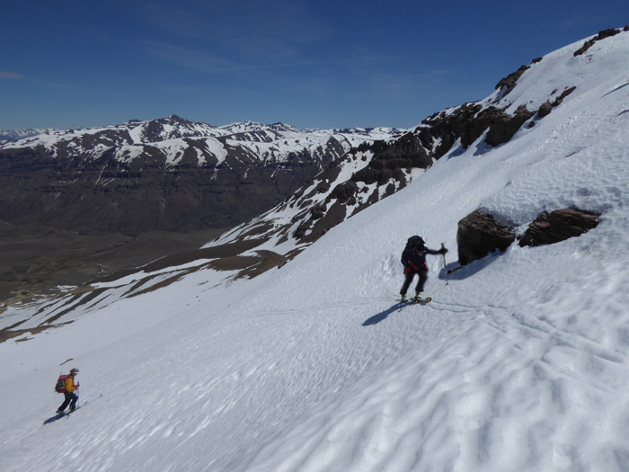 Skiing up Sierra de la Puntilla, Cordon del Viento. 