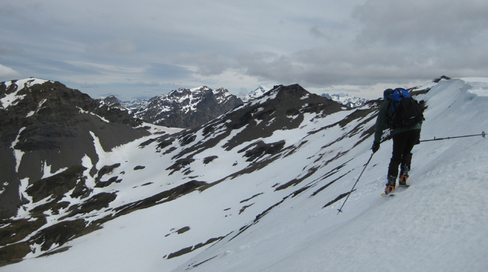 Skiing near Paso Garibaldi, Tierra del Fuego. 