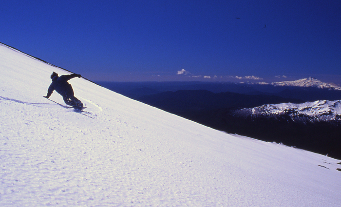 Snowboarding in the Chilean Andes