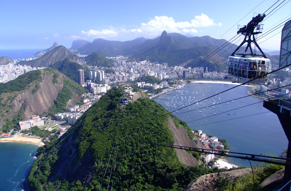 The crags and peaks of Rio as seen form the cable car station on the Pao de Acucar (Sugar Loaf).