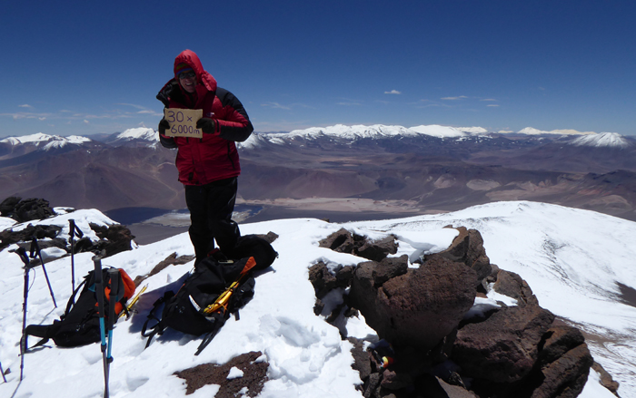 Thom Rankin on the top of his 30th major Andean 6000m peak... Cerro El Ermitaño, January 2019. 