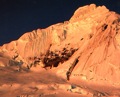 Tocllaraju at sunset from the high camp.