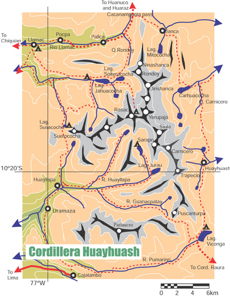 Map of the Huayhuash trek