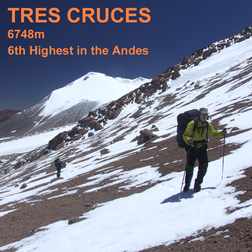 Climbing Tres Cruces Sur, the sixth highest mountain in the Andes. 
