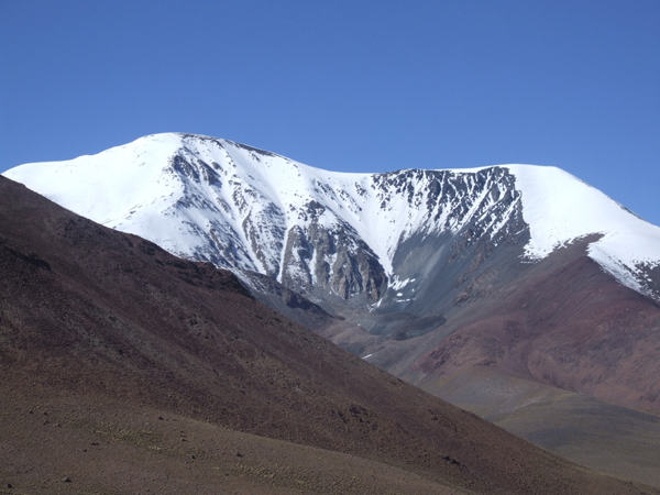 Nevado Acay from the south in winter.