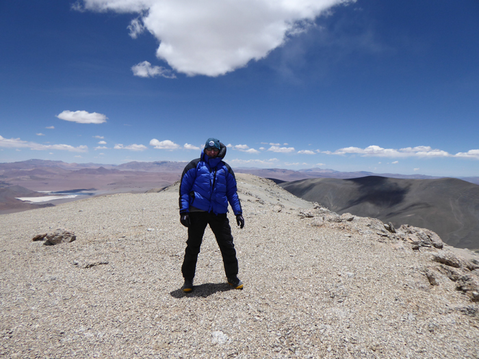 On the summit of Vicuñorco, Sierra Laguna Blanca, Argentina. 