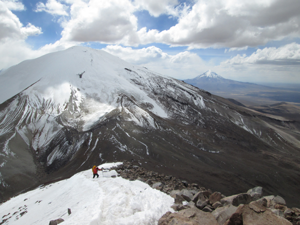 Acotango as seen from an ascent of the north ridge of Capurata.