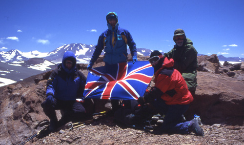 The summit of Veladero northeast, 6070m, first ascent, November 2000. 
