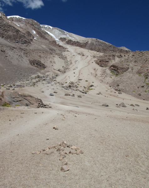 Chachani - looking up the route form the 5100m base camp. 