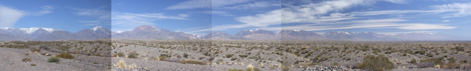 A panorama of the Agua Negra peaks from Majadita at the left to Colanguil on the right.