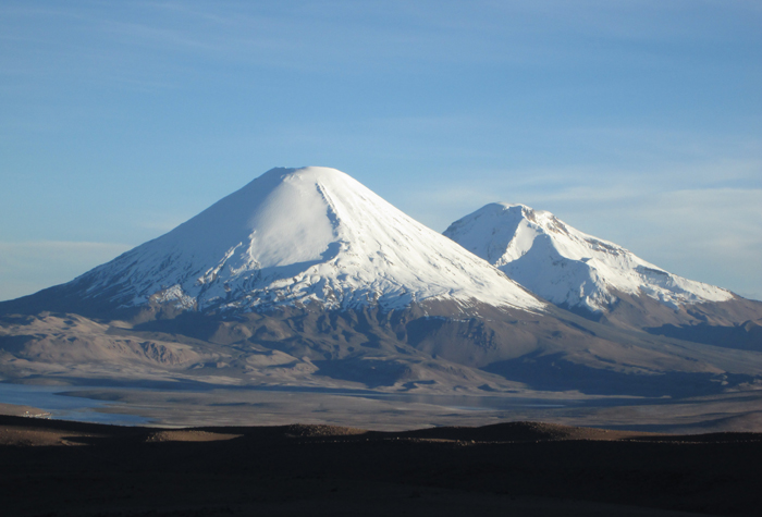 Pomerape from the north with Parinacota just showing behind on the left. 