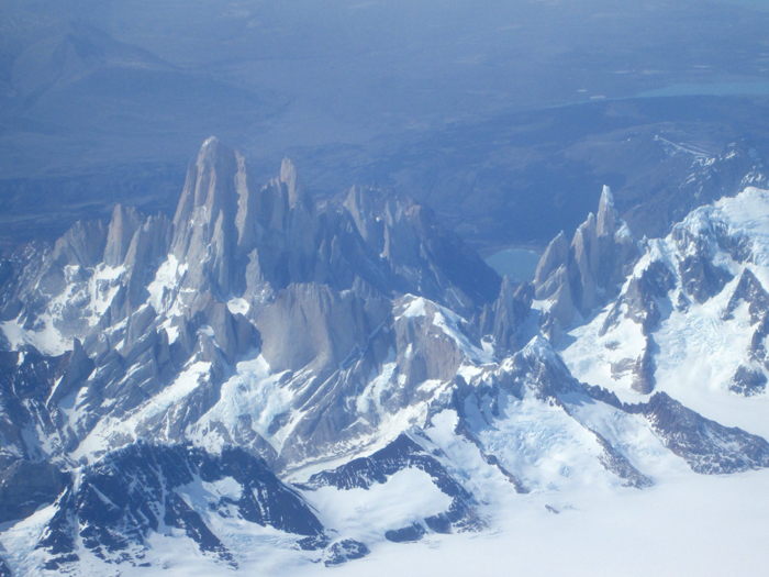Fitzroy and Cerro Torre on the edge of the south Patagonian ice-cap. 