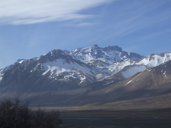 The northwest side of Risco seen from the Rio Atuel in Argentina, snow cover is for October.