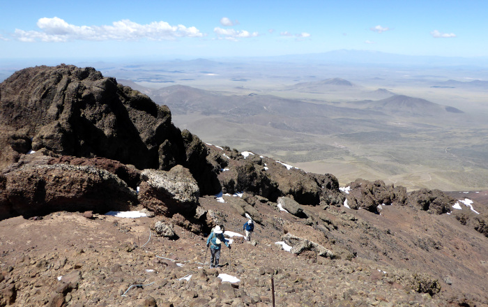 Nearing the summit of Cerro Nevado, looking southwards. 